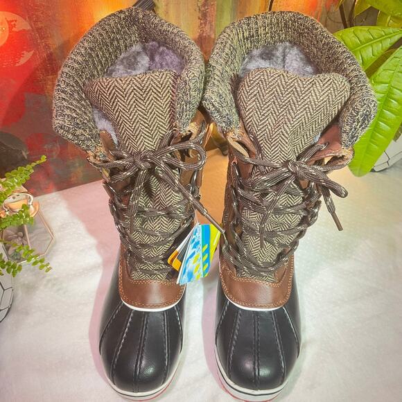 DREAM PAIRS Women's Mid Calf Winter Snow Boots, 6 M US, Brown - Picture 3 of 12